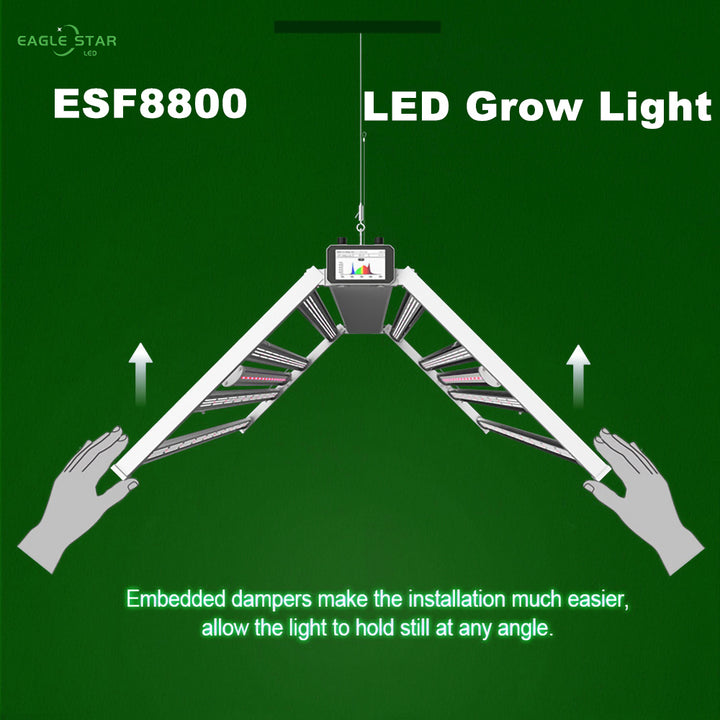 ESF8800 880W UV+IR Spectrum Tunable Timer Dimmable LCD Display Full Spectrum Foldable LED Grow Lights for indoor plants
